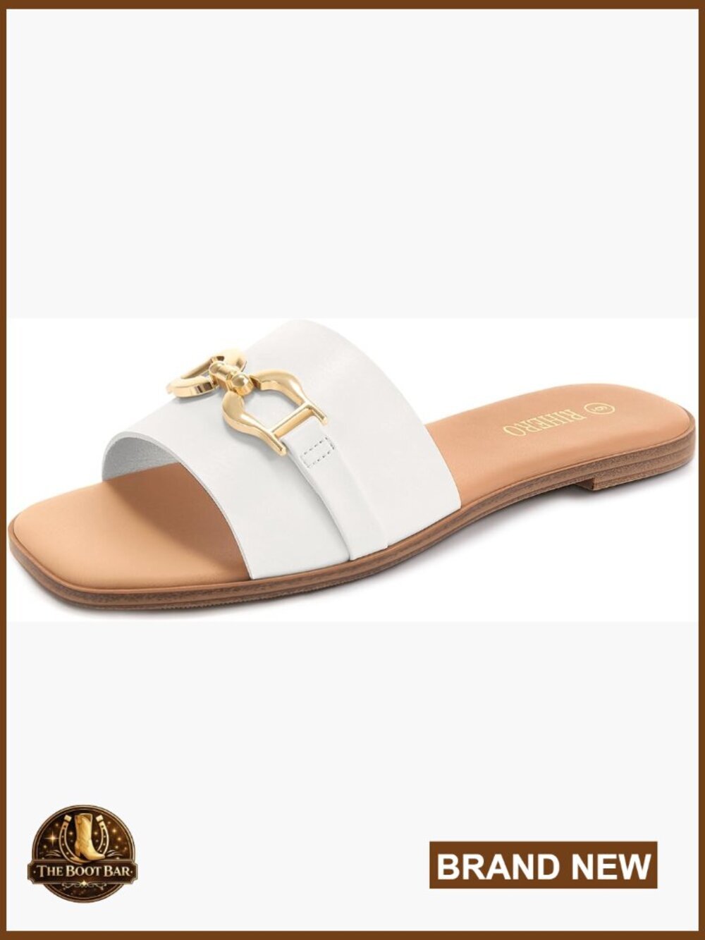 Womens Flat Slide Sandals Square Toe Slip On Comfort Faux Leather